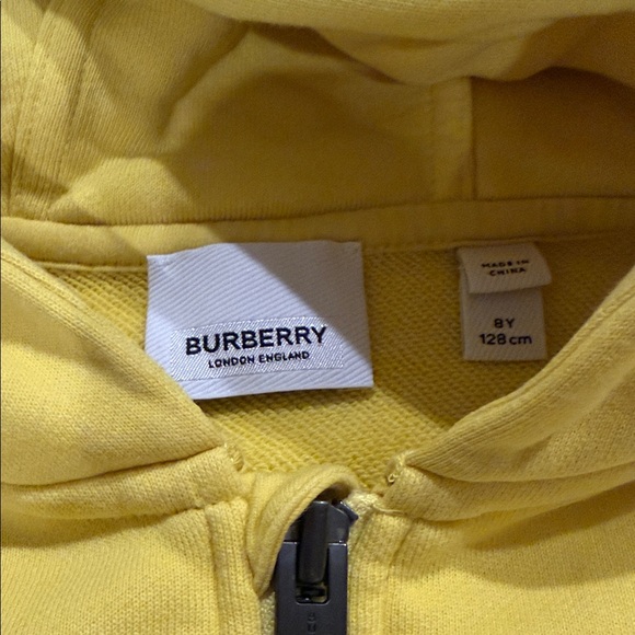 Burberry Yellow Kids Hoodie with Plaid Accents, size 8 - Picture 3 of 11